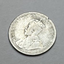 Canada 10 Cents 1929 Silver Coin King George V Circulated KM#23 0.800 Fineness