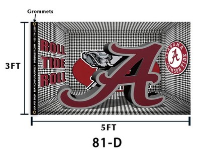 A 81-D ROLL TIDE ROLL 2 Sided ITS A MIRROR BACK OF FRONT 3x5 Flag