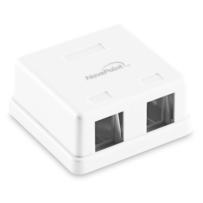 NavePoint Keystone Jack Surface-Mount Box 2-Port White, 10-Pack