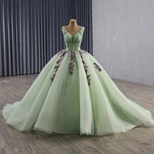 Green Ball Gown Quinnceanera Dresses Sleeveless Glitter Corset Prom Party Dress