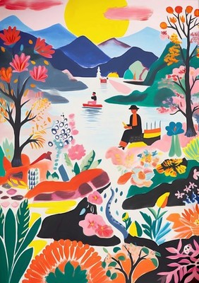 1_Chile Kunstdruck, Vintage Chilenisches Blumen Poster, Indigene Kunst, Volkskunst Poste
