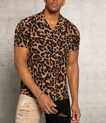 Herren T-Shirt Shirt Top Leopardenmuster Animal Print Tierdruck S-XXL