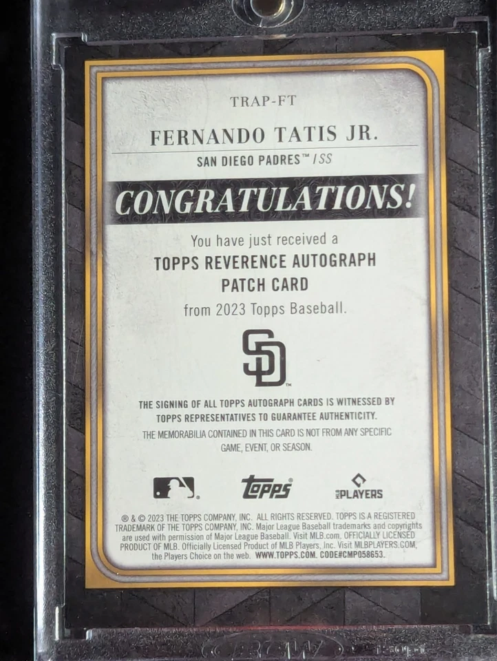Флагманская нашивка с автографом Фернандо Татиса Падреса 2023 Topps серия 2 Reverence No/10 SSP - Изображение 2 из 2