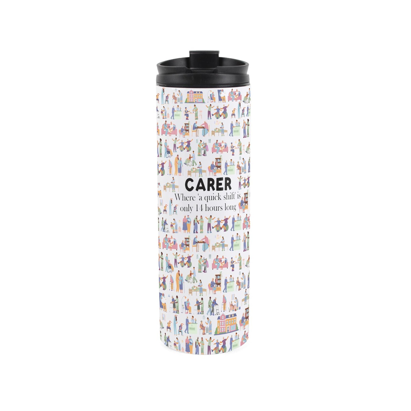 Carer Travel Flask - Reusable Stainless Steel Tumbler Novelty Career Gift