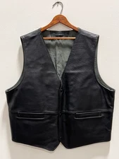 Coronado Mens Leather Vest Conceal Carry Pockets Size 54 Western Black Leather
