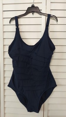 Calvin Klein Women's Navy One-Piece Swimsuit Adjustable Straps Size 14