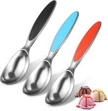 Metal Ice Cream Scoops Set，3 Pack Heavy Duty Cast Zinc Ice Cream Spoons, Ergonom