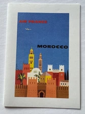 Found Image Press Vintage Style Air France Morocco Travel Poster Greeting Card