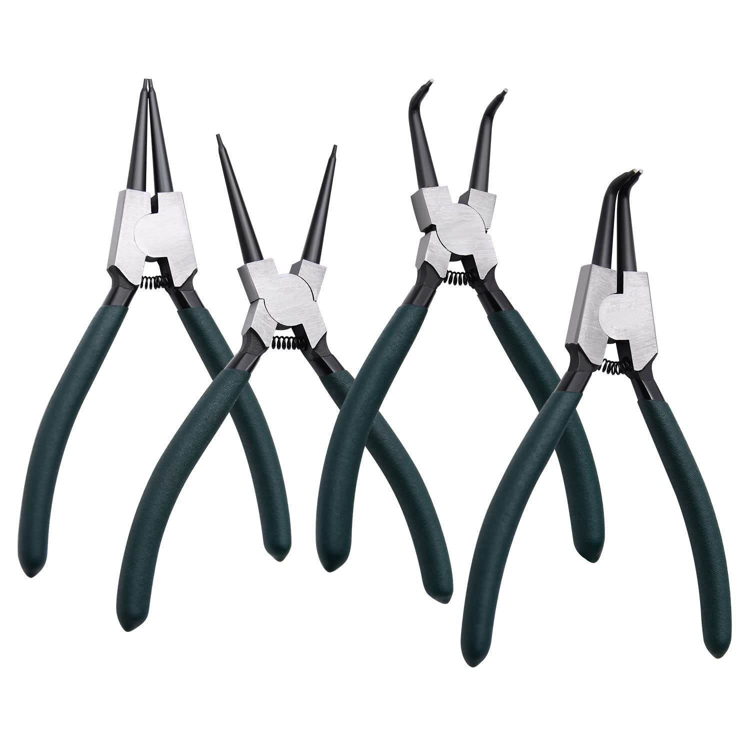 Snap Ring Pliers Set, 4pcs 7" Internal/External Circlip Pliers Kit with Strai...