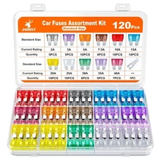 JOREST 120Pcs Standard Fuse Kit, Car Fuses Assortment Kit,Blade Fuses... 