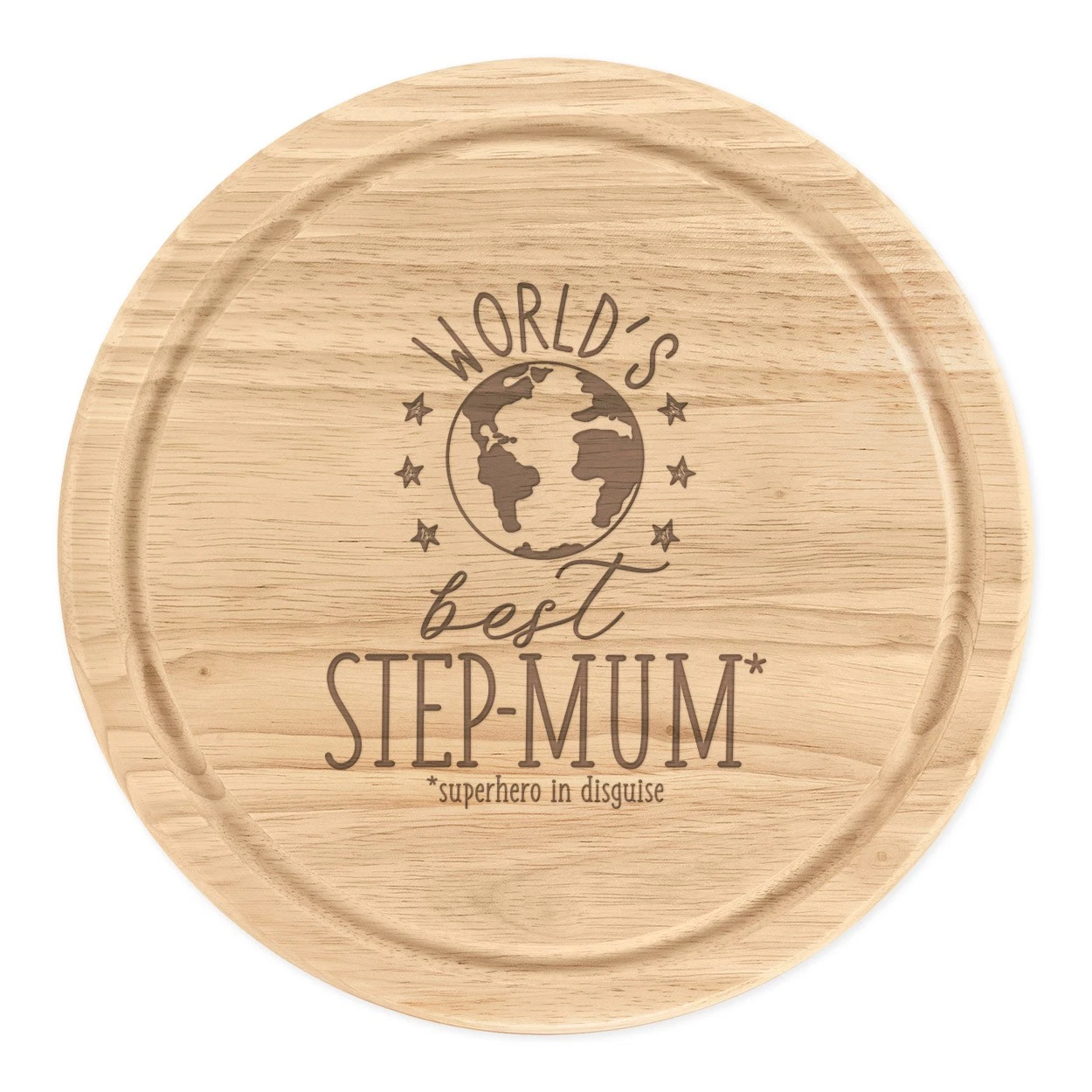 World's Best Stepmum Round Chopping Cheese Board Funny
