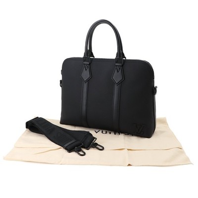 LOUIS VUITTON Aerogram Takeoff Briefcase 2way Bag Leather Black