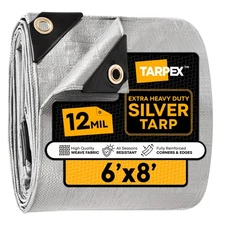 TARPEX - 12 Mil Silver Extra Heavy Duty Poly Tarp 6' x 8'