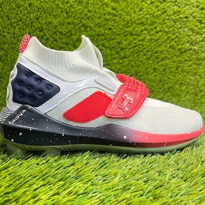 Under Armour Harper 8 Low USA ST Mens Size 7 White Red Running Baseball Cleats