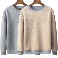 Men  s Fleece Lined Crewneck Sweatshirt Warm Winter Heavy Pullover Top