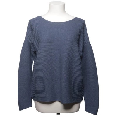 Oui, Strickpullover, Größe: 38, Blau, Baumwolle/Seide/Viskose, Rippenstrick #ckD
