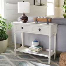 Home Collection Allura Distressed White 2-Drawer Bottom Shelf Console Table