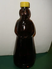 Vintage Brown Glass Bottle Mrs Butterworth Aunt Jem 10.25" Plastic Lid Empty