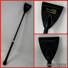 Vtg Beval Horse Riding Crop Black Leather Made in England Equestrian Tack 20”