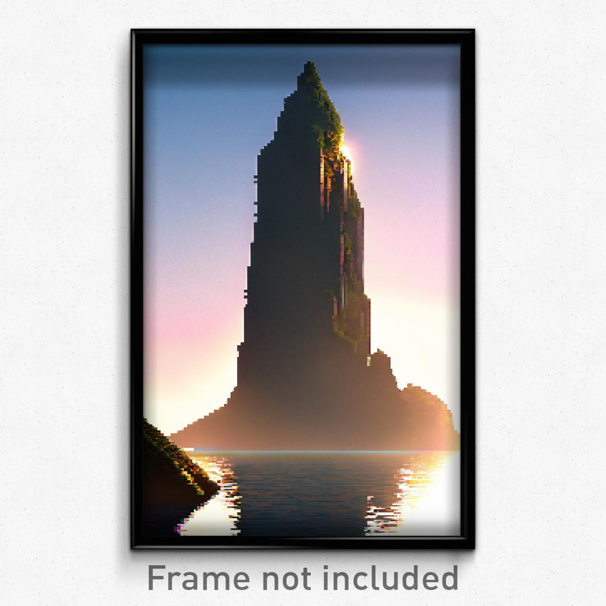 Pixel Art Poster - Sharp Peninsula (8 Bit Psychedelic Trippy Video Game Print)