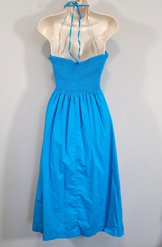 LOFT Maxi Halter Bandeau Neck Women 6 Dress 100% Cotton Lined Summer - Picture 6 of 11