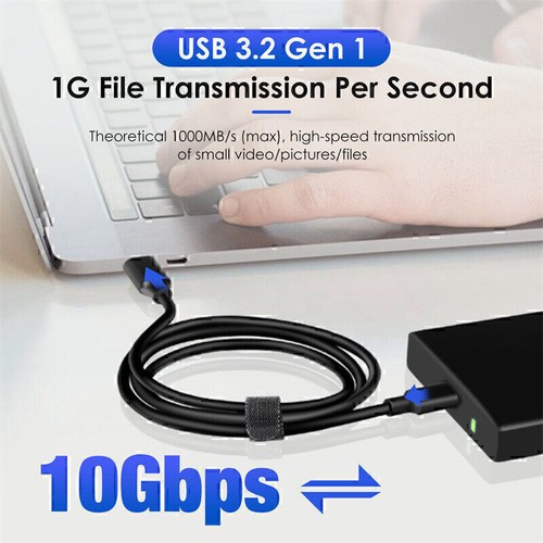 25cm USB A to C Data Cable Type C SuperSpeed Sync Fast Charging Charger Cord 60W - Picture 2 of 8