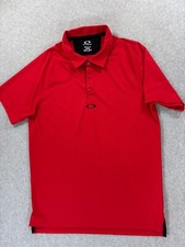 Oakley Regular Fit Short Sleeve Performance Polo Shirt Men's Medium Red