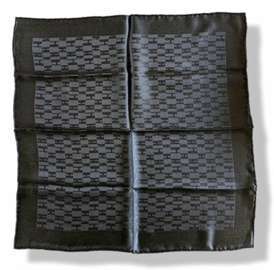 正規店買付【HERMES】コスクロッグ Hermes Men's Pochette Black FACONNEE GRAND H Jacquard Silk