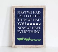 Navy Blue And Green Alligator Family Nursery Print, Crocodile Nursery Decor
