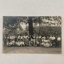 Antique RPPC Real Photograph Postcard Group Band Men Photo Horns Trombone Tuba