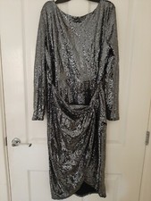 Size 16 Lipsy London Metallic Silver Bodycon Dress