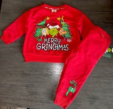 The Grinch Christmas Toddler Boys Girls Fleece 2 Piece Set, Grinch, Size 2T New