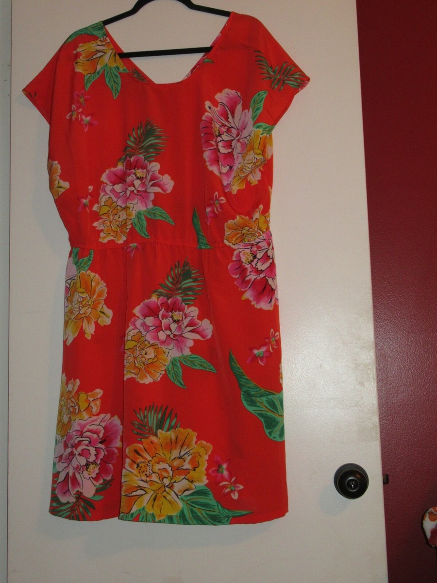 old navy orange floral dress Women's Old Navy XXL Sleeveless Orange Floral Dress