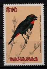 Bahamas; 10 $  Purpurgimpelammer 1991 **  (30,-)