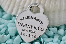 Return To Tiffany & Co Silver Heart I.D. Charm Pendant 26mm *Multiples in Stock*
