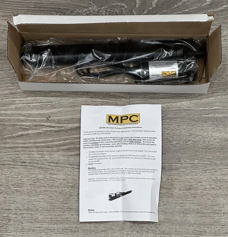 MPC LAD-B8-BK Heavy Duty Linear Actuator, 12V, 225 lb., 8" Stroke Black Finish - Image 3 of 4