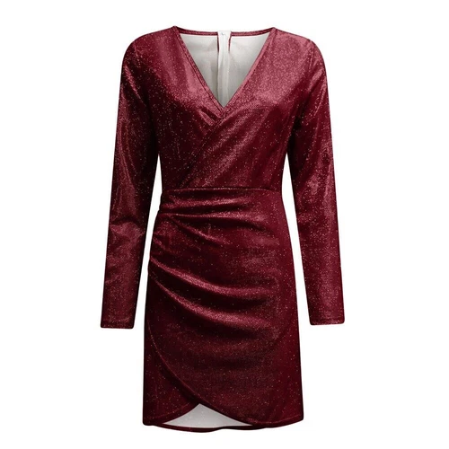 Women Sequin Printed Mini Dress Bodycon Deep V Neck Party Club Cocktail Dress - Picture 2 of 34