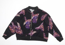 Iman Womens Black Bomber Jacket Size Xl Feathers