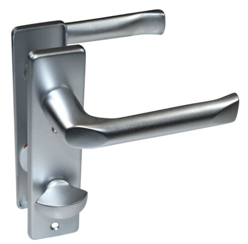 Kit ferrure de porte de chambre (panneau 165 x 40 mm, serrure WC DIN L, poussoir/poussoir) - Photo 3/11