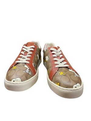 COACH PEANUTS CLIP LOW TOP SNEAKER SHOES SIGNATURE CANVAS SNOOPY WOODSTOCK 11D