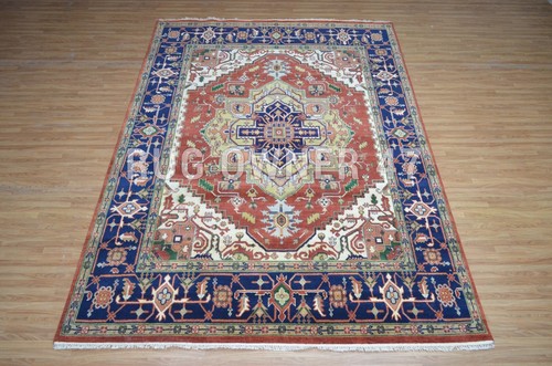 Traditional Geometric Handmade Home Decor Hand-Knotted 9X12 Wool Area Rug 18127 - Picture 4 of 9