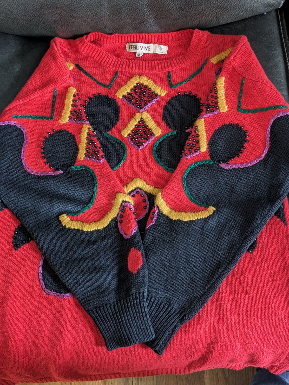 Vintage L'EAU VIVE Knit Sweater 90s Retro Chic Pullover