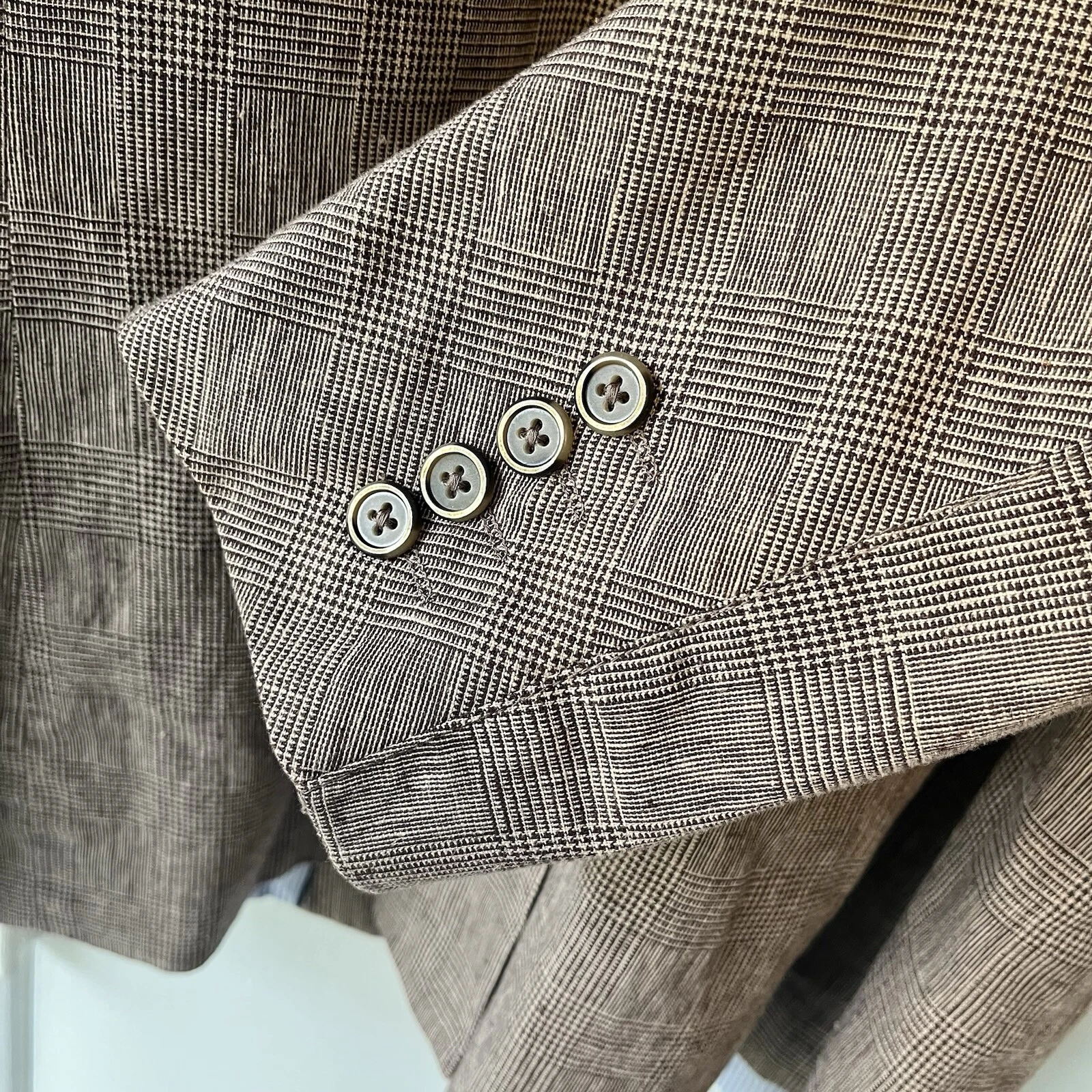 Tasso Elba Blazer Linen Cotton Blend Island Wear Large 42-44 Glen Plaid Grey image 6