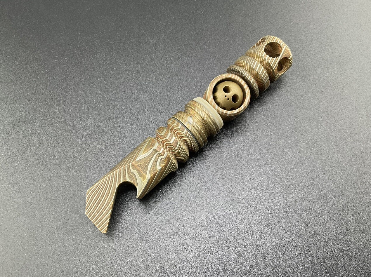 Yoshizaki Designs Full Mokume Tenshu #17 EDC Prybay Bead Holder