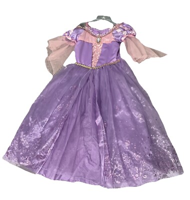 NEW!!! Disney Store Girls 7/8 Rapunzel Deluxe Costume Dress With Purple Light Up