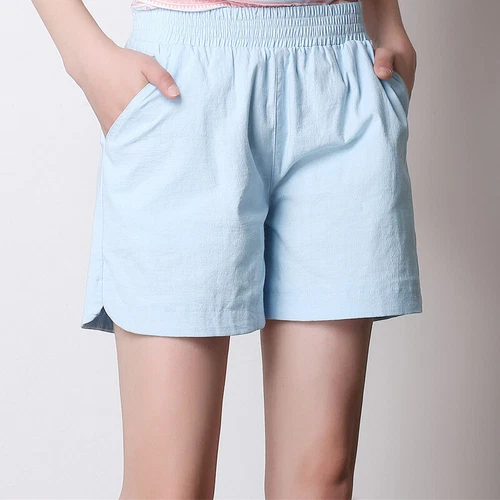 Summer Women's Casual Linen Shorts Trunks Ladies Elastic Waist Beach Short Pants - Picture 6 of 40
