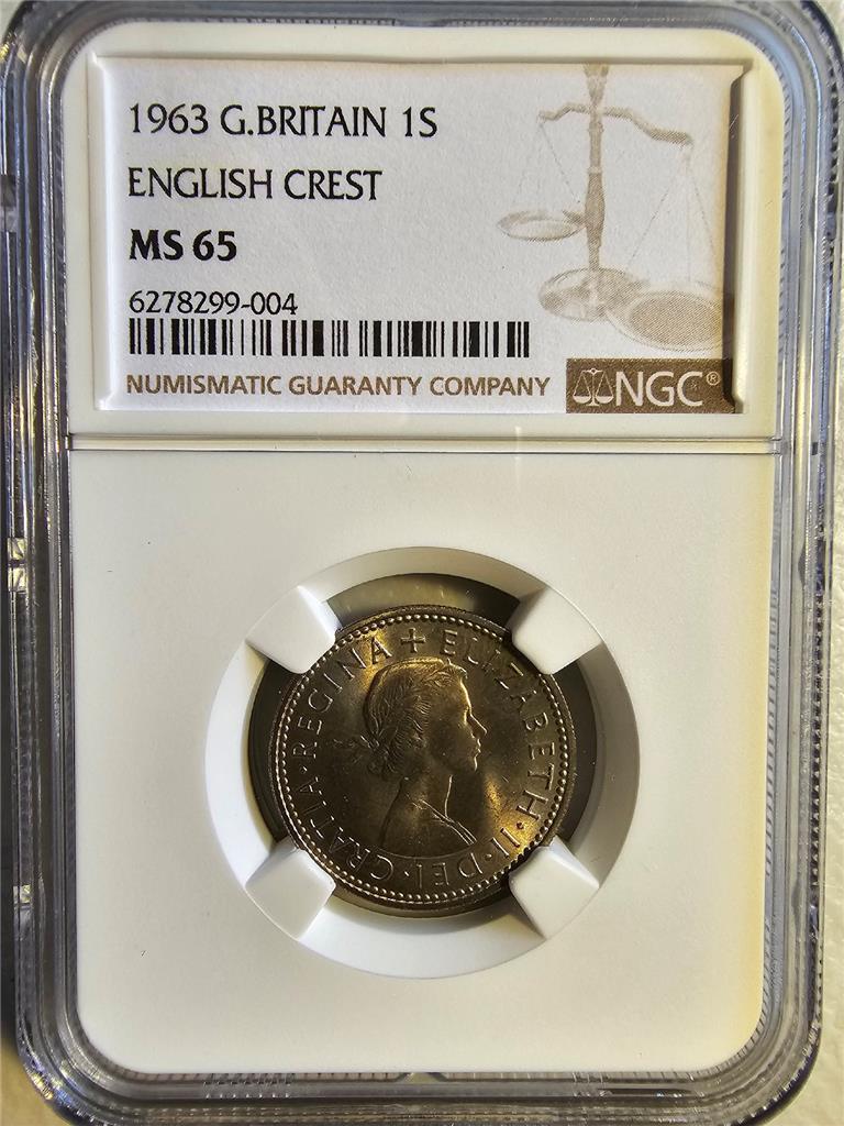 Great Britain 1 Shilling English Crest 1963 NGC MS 65
