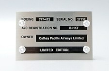 Placa de identificación de aeronave Reg: B-HKT (réplica)