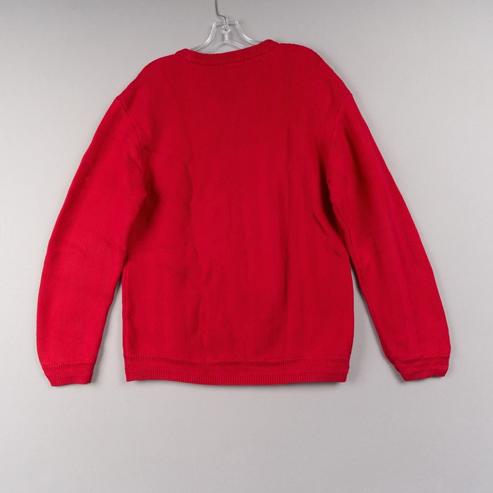 Suéter Chaps L Rojo Algodón Tejido con Cable Cuello Redondo Cresta Logo Foto 3 de 4