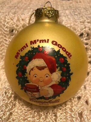 Campbell's Soup 2002 M'm M'm Good Yellow Glass Ball Ornament - #CSYGB-DB
